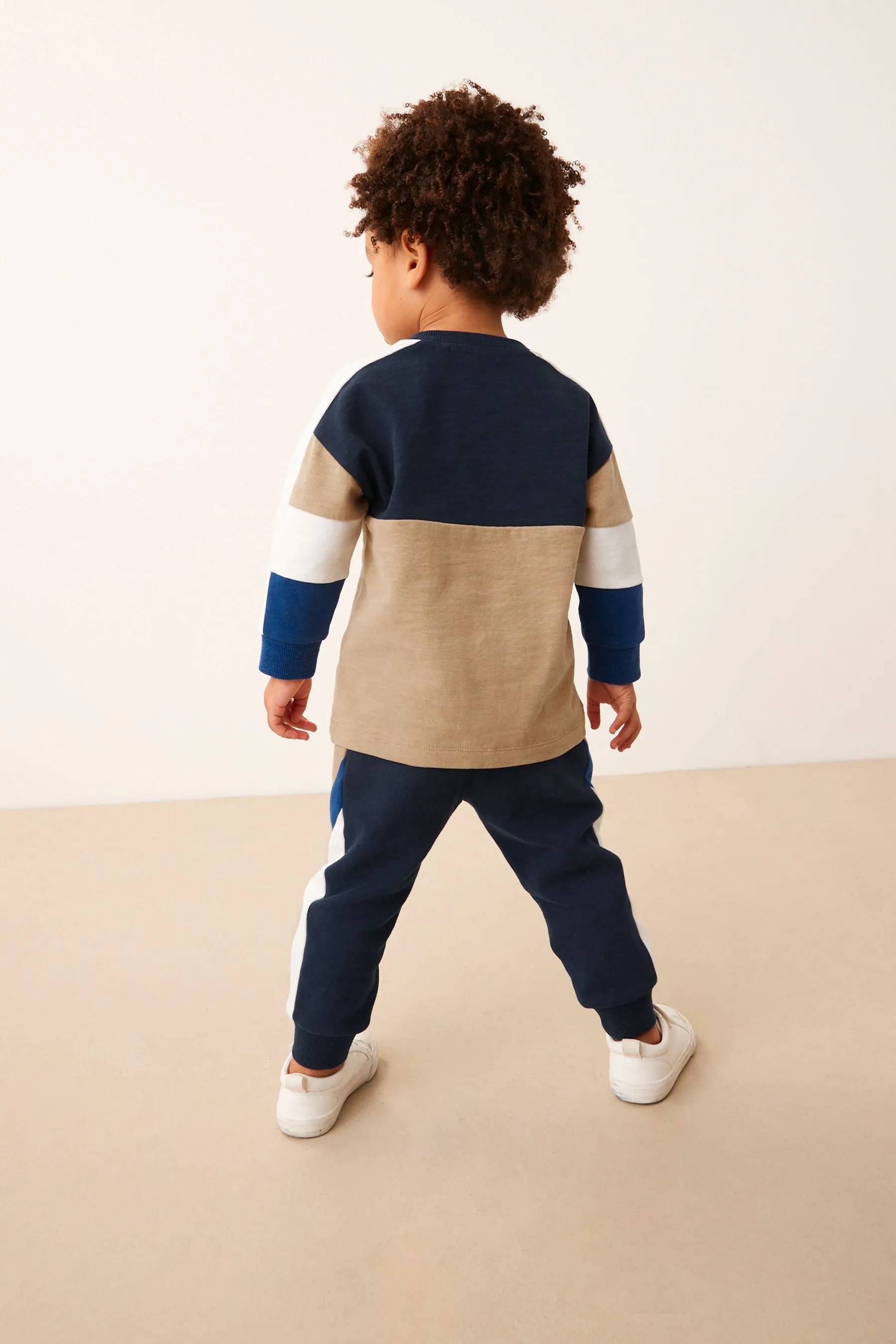 100% Cotton Long Sleeve Cosy Colourblock T-Shirt and Joggers Set (3mths-7yrs)    