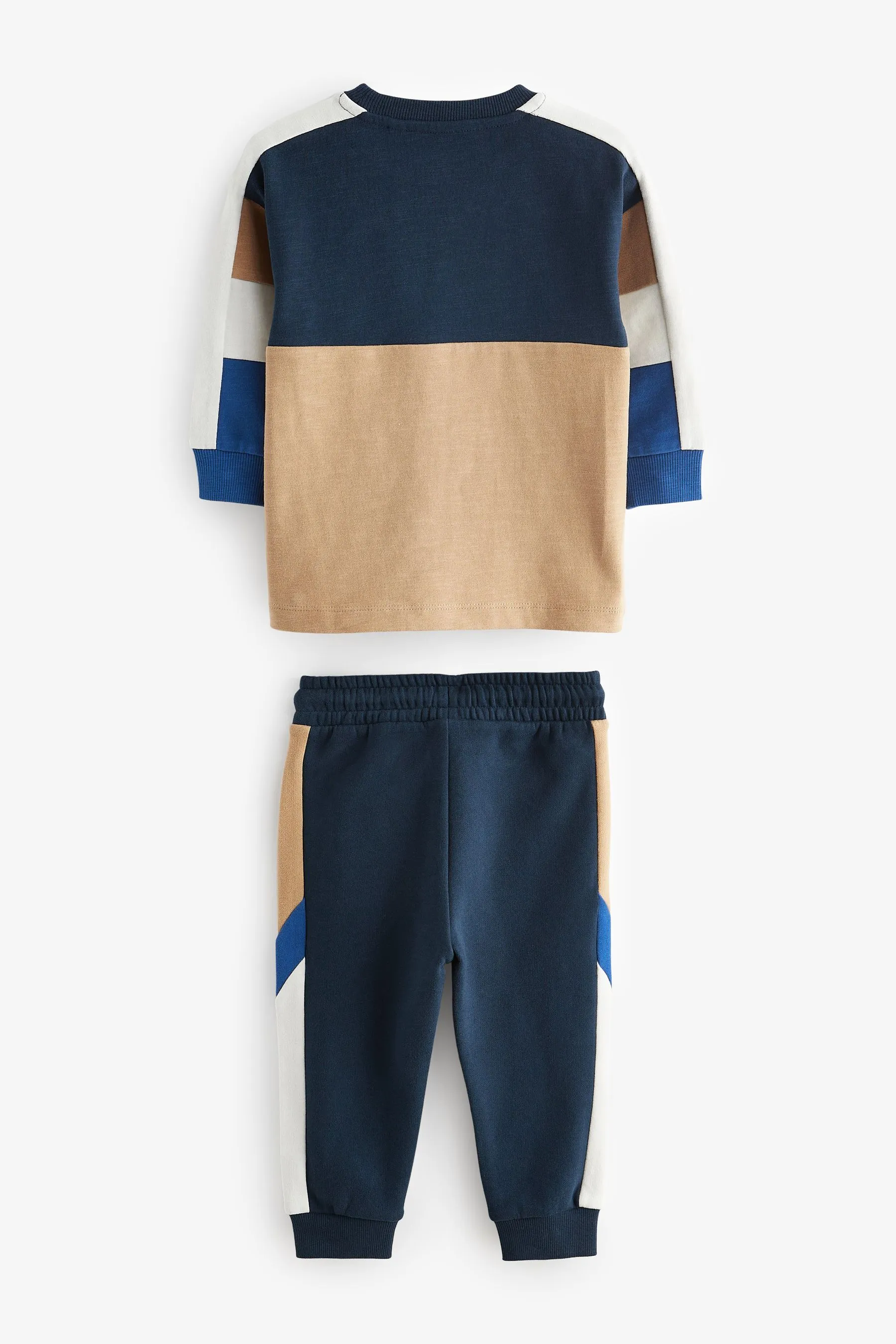 100% Cotton Long Sleeve Cosy Colourblock T-Shirt and Joggers Set (3mths-7yrs)    