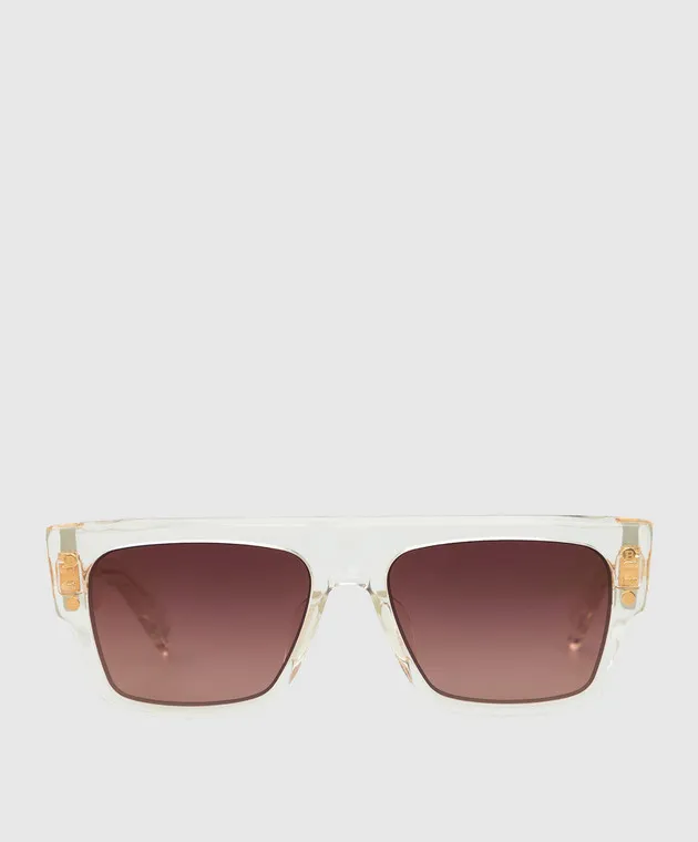 Balmain Occhiali da sole quadrati trasparenti B-III BPS116D56