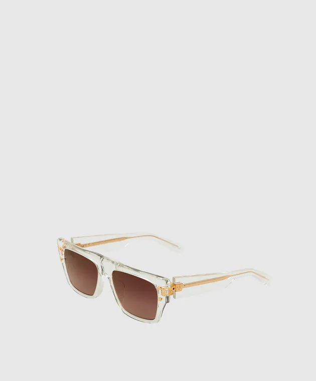 Balmain Occhiali da sole quadrati trasparenti B-III BPS116D56