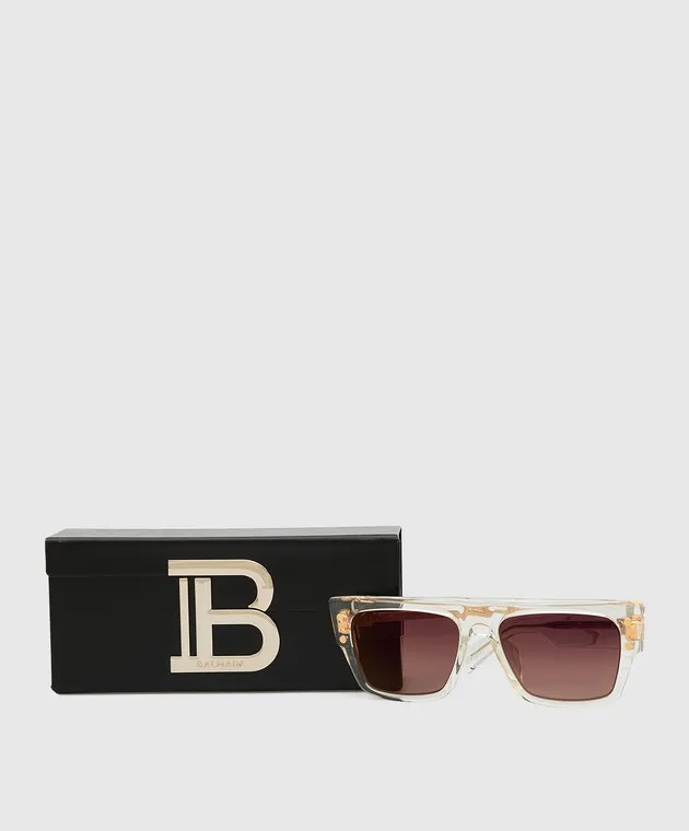 Balmain Occhiali da sole quadrati trasparenti B-III BPS116D56