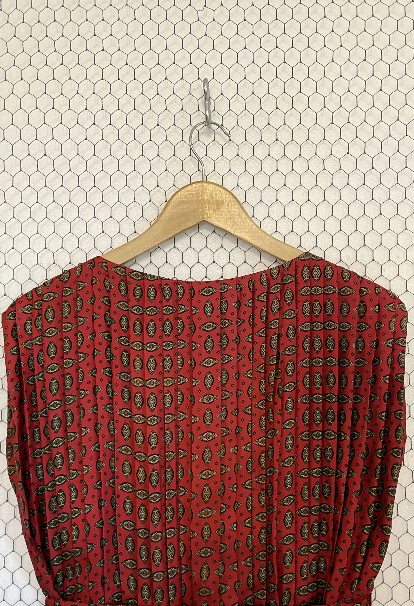 Blusa plissé sartoriale vintage in pura seta stampa foulard