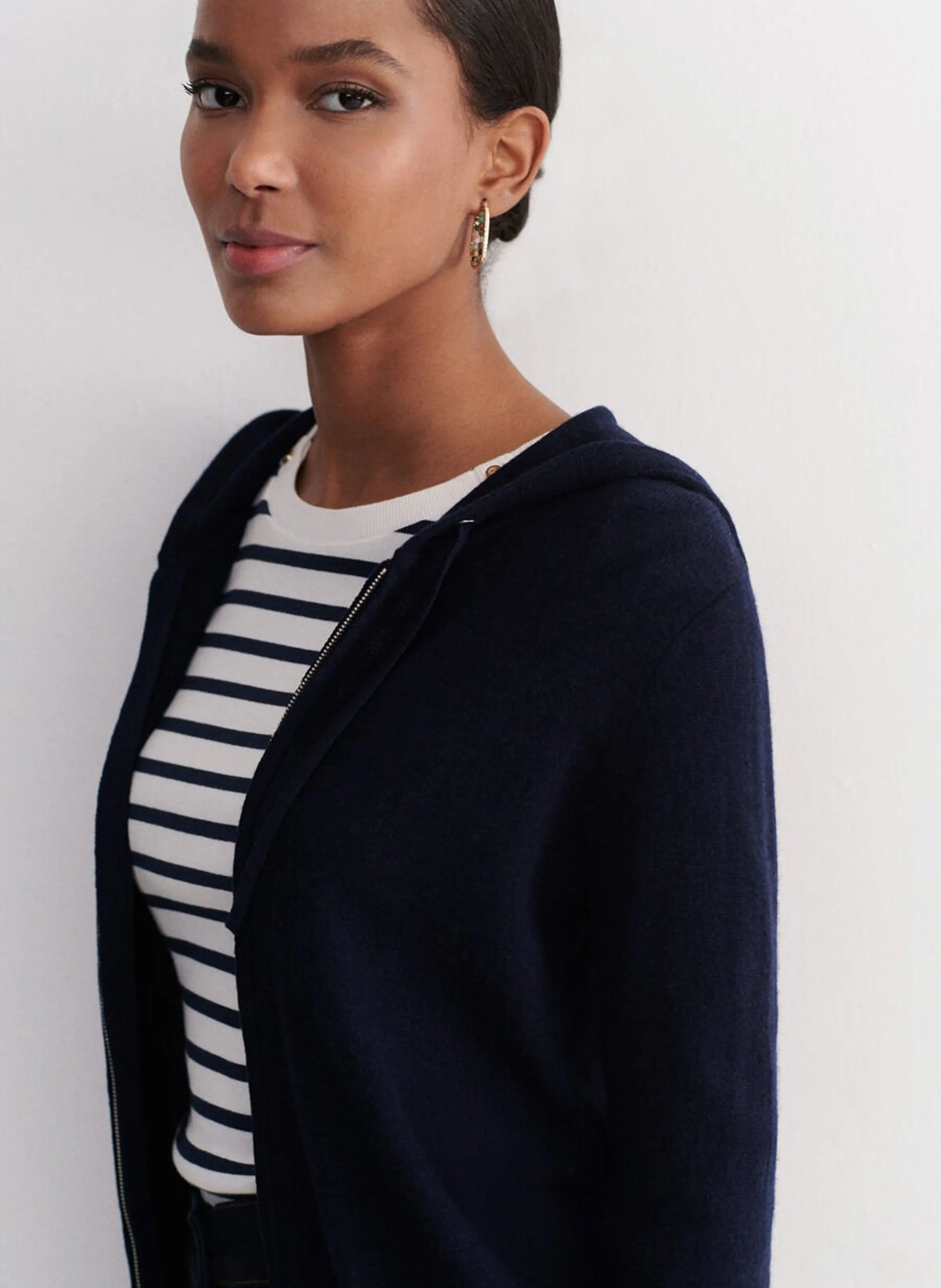  CAROLL   BASILEB - Cardigan con cappuccio in misto lana | Blu