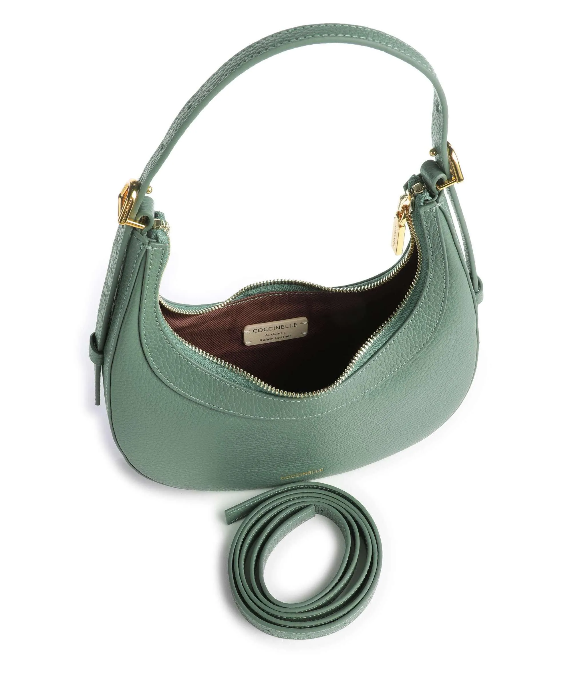  Coccinelle Whisper Borsa a spalla pelle di vacchetta grana verde  