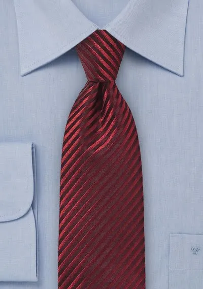 Cravatta righe rosso rubino