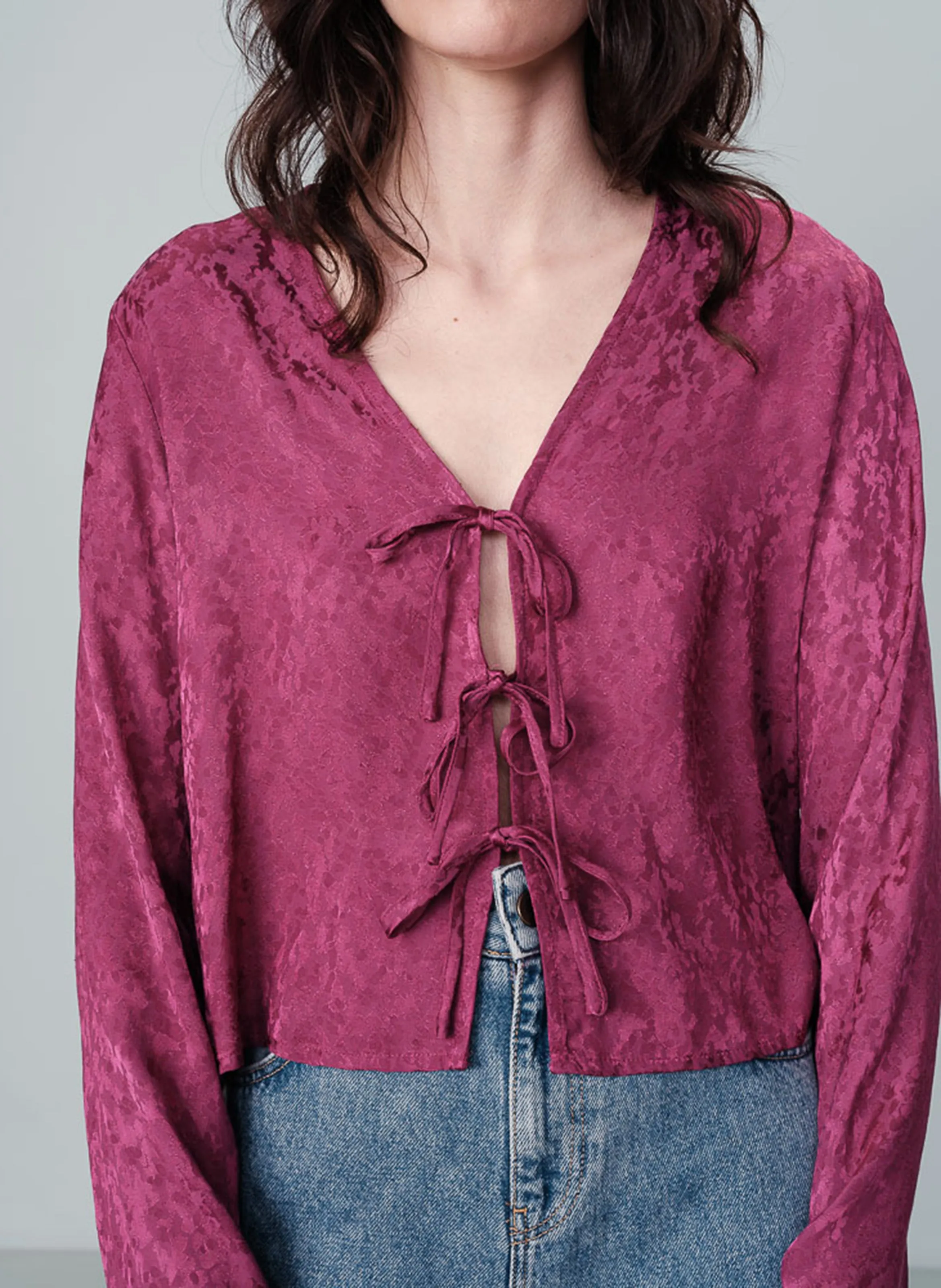  GRACE ET MILA   NUCCIA - Top jacquard scollo a V | Rosa