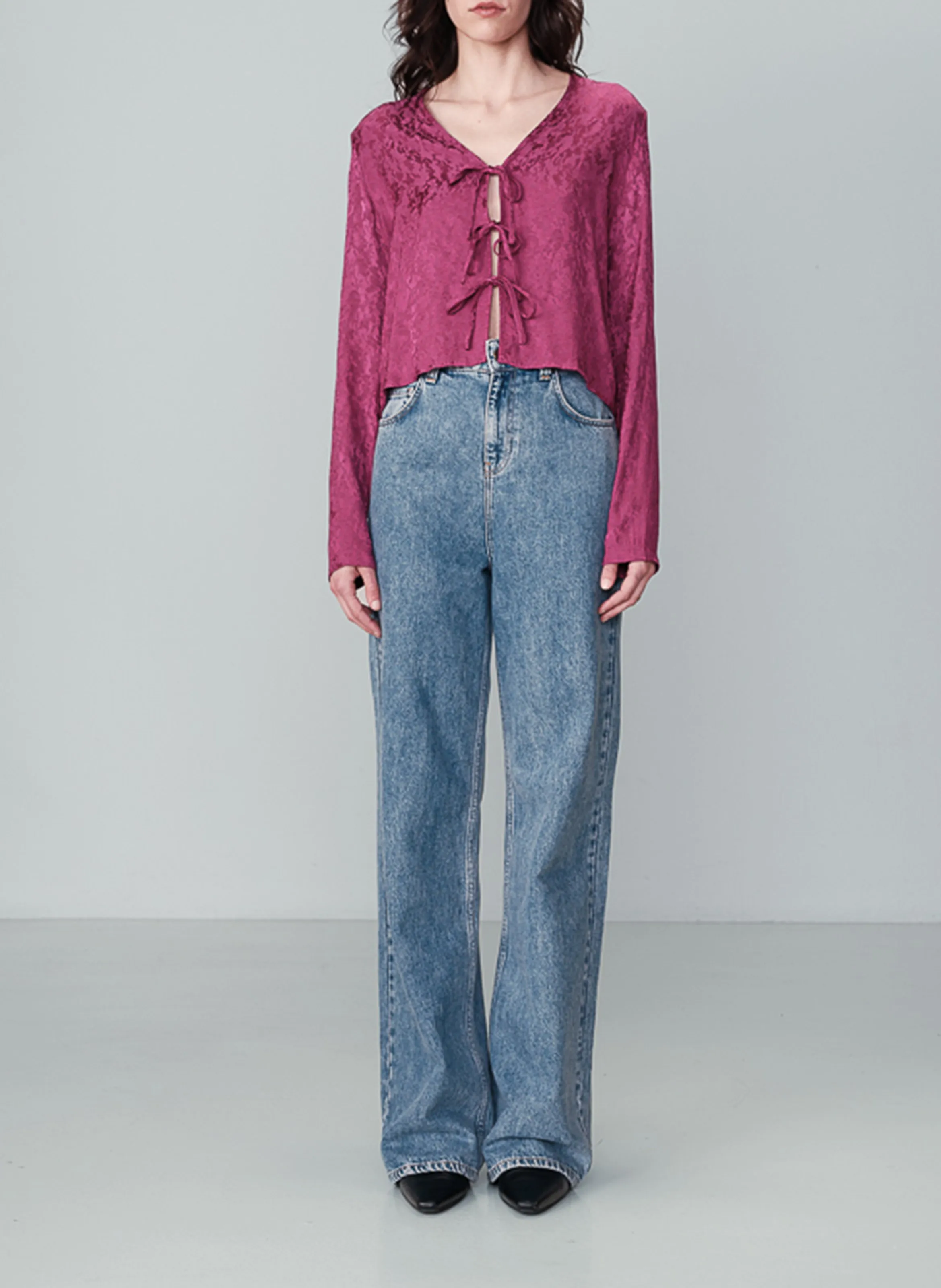  GRACE ET MILA   NUCCIA - Top jacquard scollo a V | Rosa