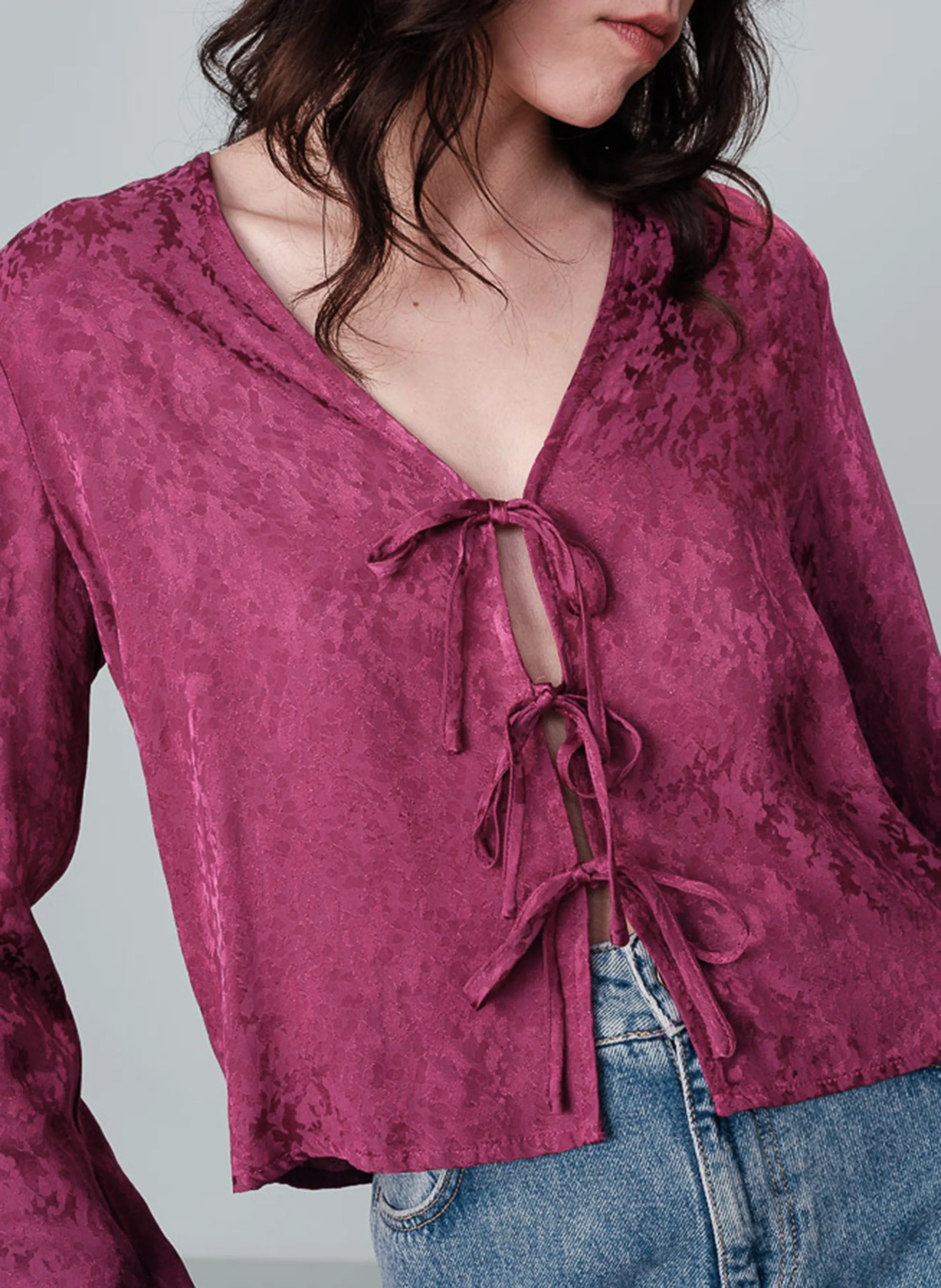  GRACE ET MILA   NUCCIA - Top jacquard scollo a V | Rosa
