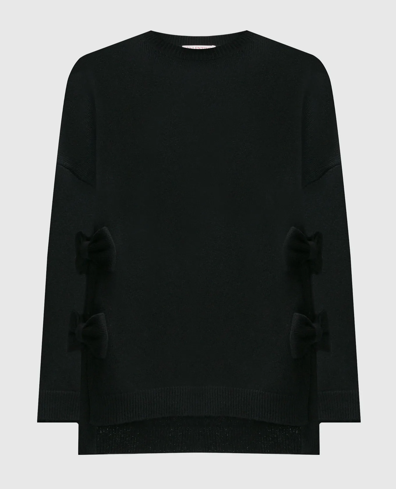 Valentino Maglione in lana nera con fiocchi 3B0KC51E8AL