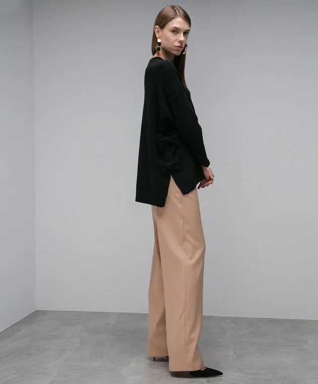 Valentino Maglione in lana nera con fiocchi 3B0KC51E8AL