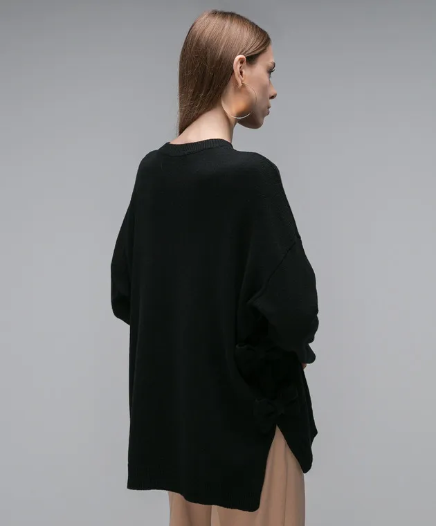 Valentino Maglione in lana nera con fiocchi 3B0KC51E8AL