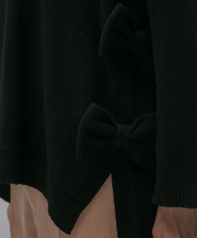 Valentino Maglione in lana nera con fiocchi 3B0KC51E8AL